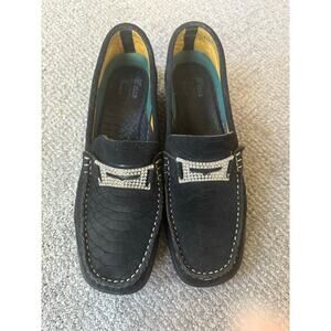 Belles by Romus black suede leather loafers womens 42 10.5-11